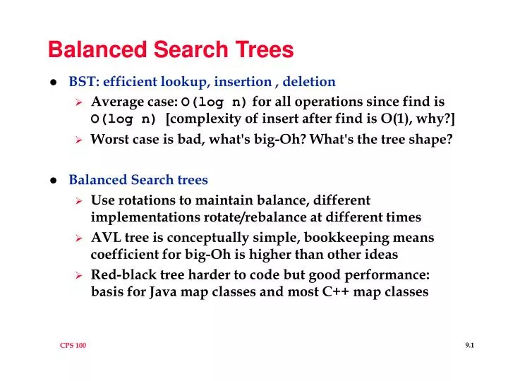 balanced search trees