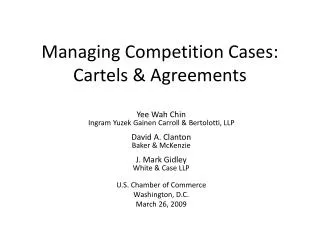 Managing Competition Cases: Cartels &amp; Agreements