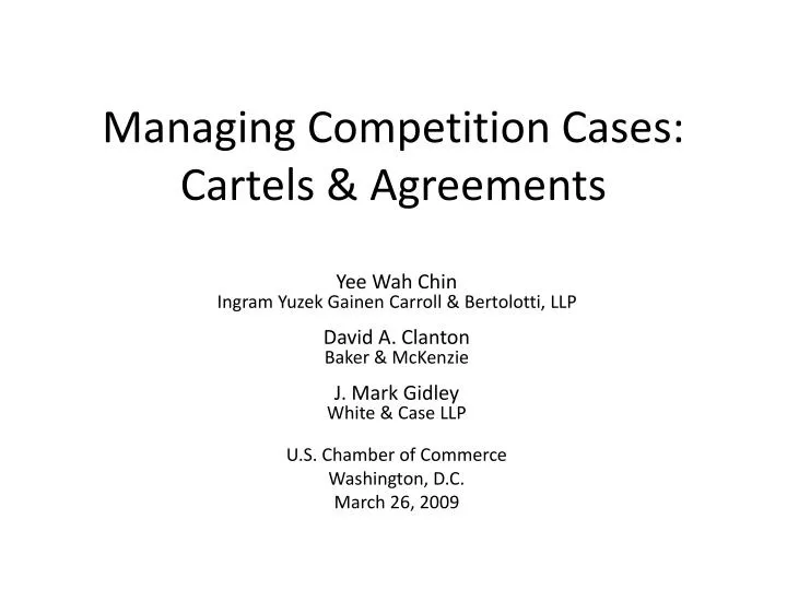 managing competition cases cartels agreements