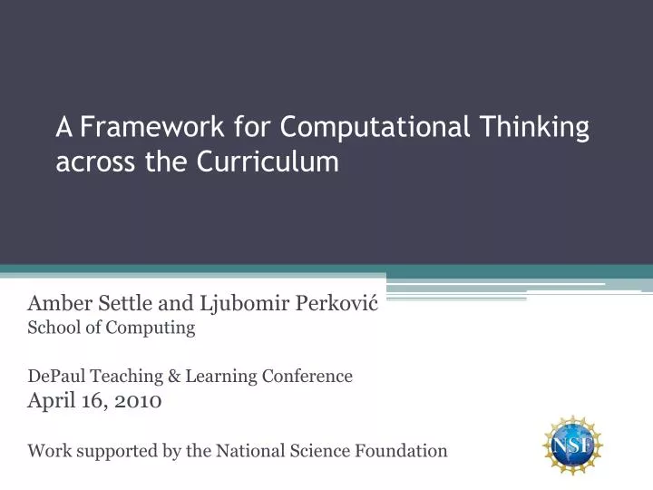 a framework for computational thinking across the curriculum