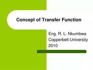 Concept of Transfer Function