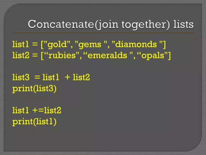 concatenate join together lists