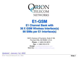 E1-GSM E1 Channel Bank with 30 X GSM Wireless Interface(s) 90 SIMs per E1 Interface(s)