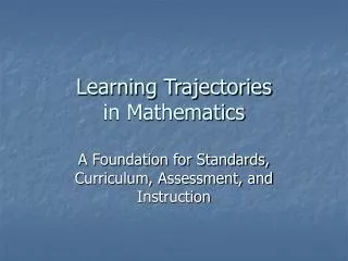 Learning Trajectories in Mathematics