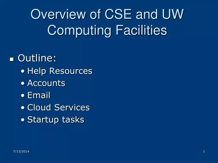overview of cse and uw computing facilities