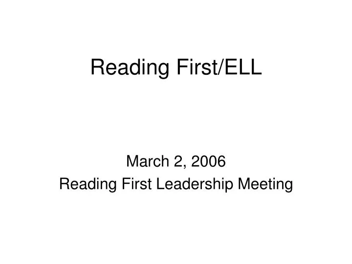 reading first ell