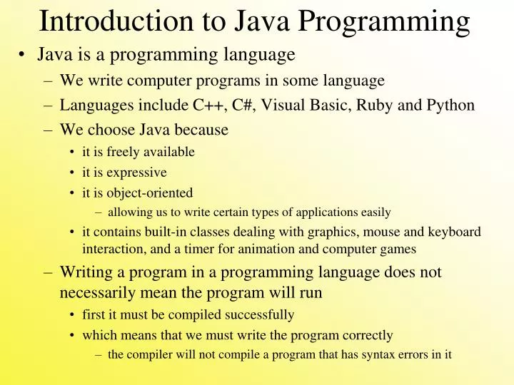 introduction to java programming