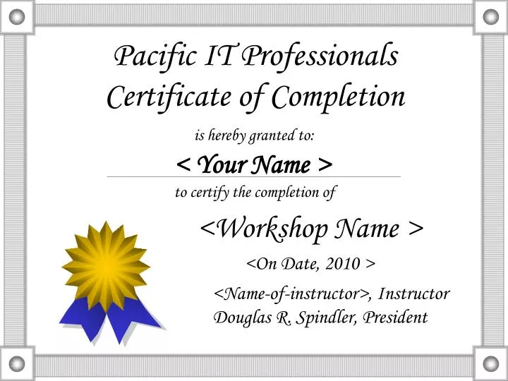 pacific it professionals certificate of completion