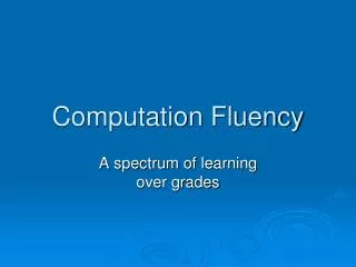 Computation Fluency