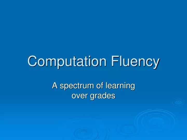 computation fluency