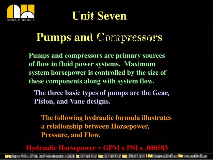unit seven pumps and compressors