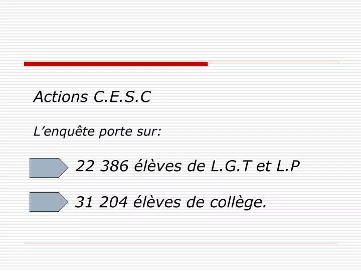 actions c e s c l enqu te porte sur 22 386 l ves de l g t et l p 31 204 l ves de coll ge