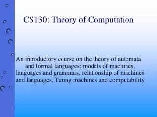 CS130: Theory of Computation