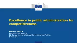 Mariana GHITOI Enterprise and Industry B2-Europe 2020 and National Competitiveness Policies 5 April 2013