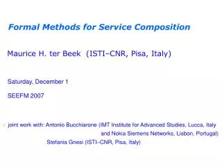 Formal Methods for Service Composition