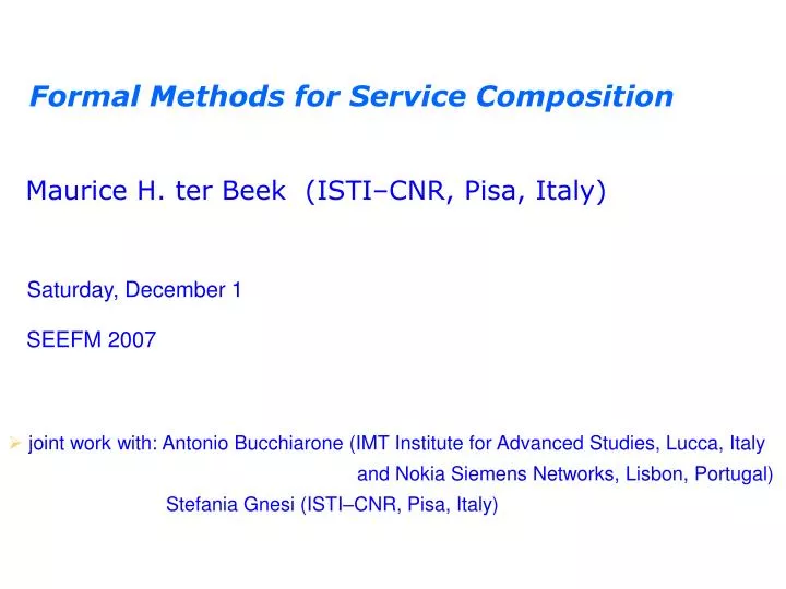 formal methods for service composition