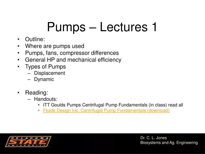 pumps lectures 1