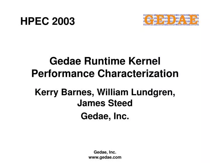 gedae runtime kernel performance characterization