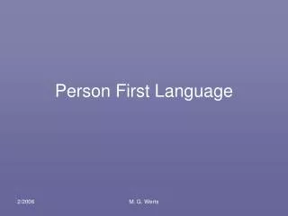 Person First Language