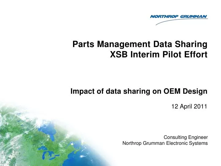 parts management data sharing xsb interim pilot effort