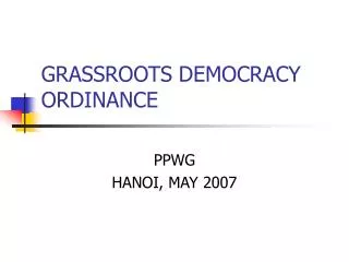 GRASSROOTS DEMOCRACY ORDINANCE