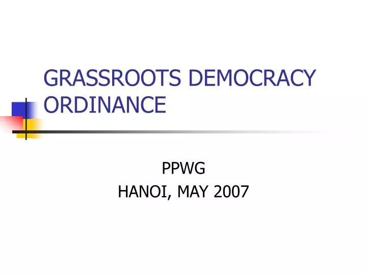 grassroots democracy ordinance