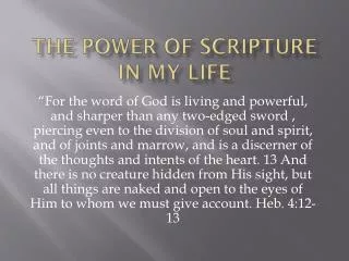 the power of scripture in my life