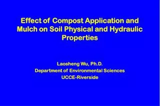 Effect of Compost Application and Mulch on Soil Physical and Hydraulic Properties