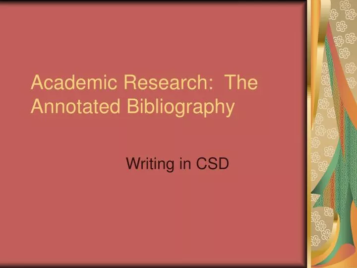 academic research the annotated bibliography