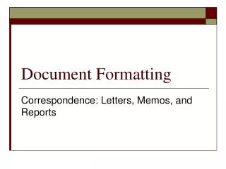 Document Formatting