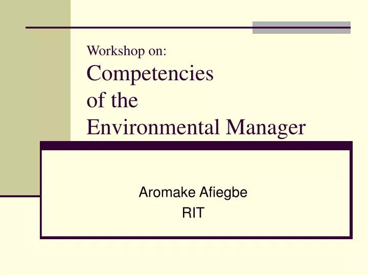 workshop on competencies of the environmental manager