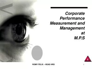 Corporate Performance Measurement and Management at M.P.S