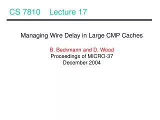 CS 7810 Lecture 17