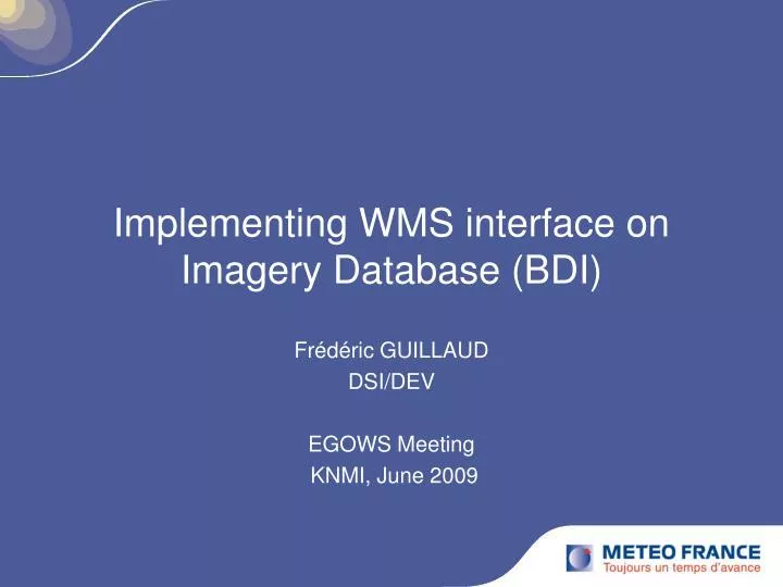 implementing wms interface on imagery database bdi