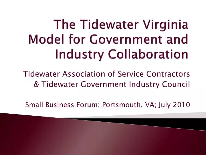 the tidewater virginia model for government and industry collaboration