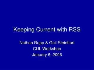 Keeping Current with RSS