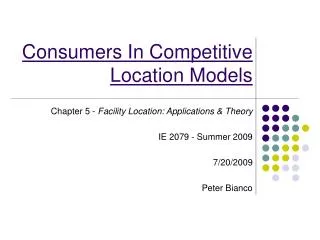 Consumers In Competitive Location Models