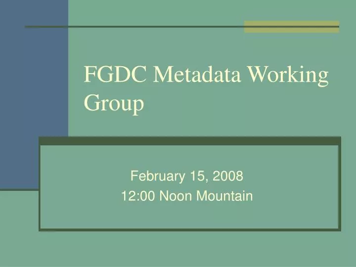 fgdc metadata working group