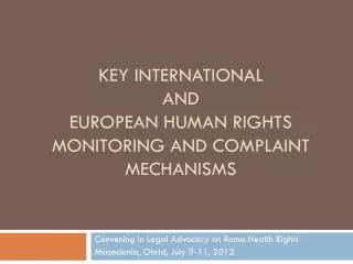 KEY International and European human rights monitoring and complaint mechanisms