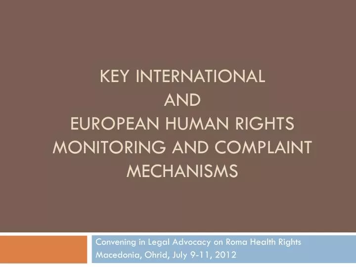 key international and european human rights monitoring and complaint mechanisms