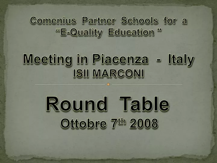 round table ottobre 7 th 2008