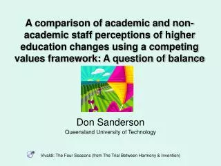 Don Sanderson Queensland University of Technology Vivaldi: The Four Seasons (from The Trial Between Harmony &amp; Inven