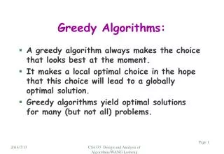 Greedy Algorithms: