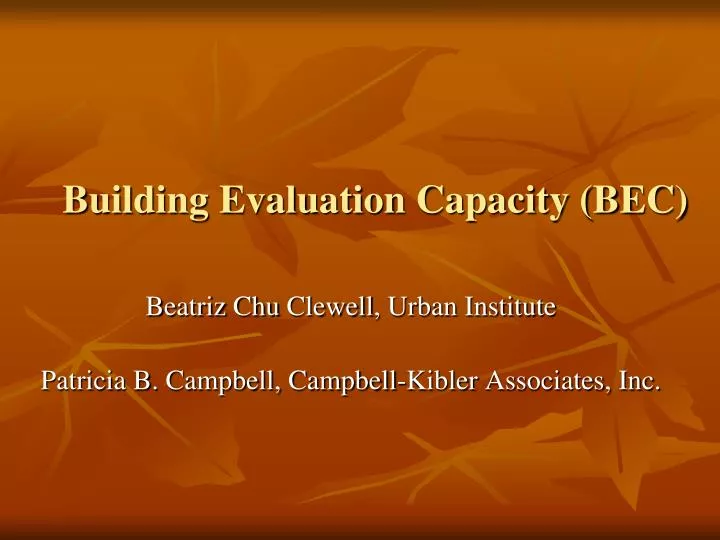 building evaluation capacity bec