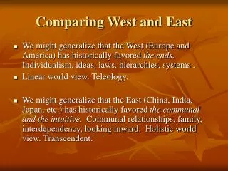Comparing West and East
