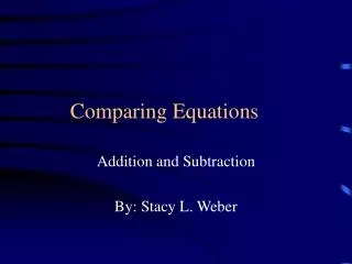Comparing Equations