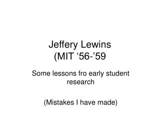 Jeffery Lewins (MIT ‘56-’59
