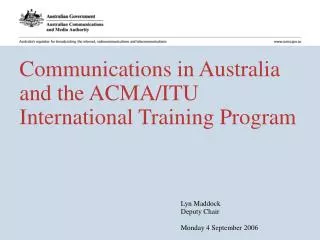 Communications in Australia and the ACMA/ITU International Training Program