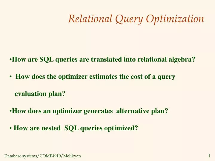 relational query optimization