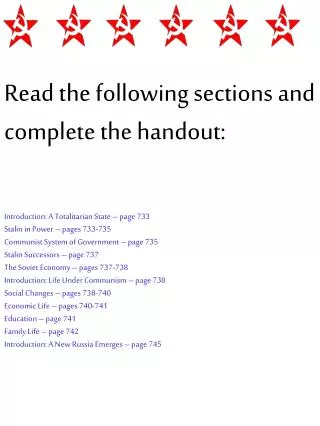 Read the following sections and complete the handout: